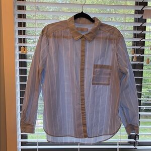 LOFT Light Blue Striped Button Down Shirt